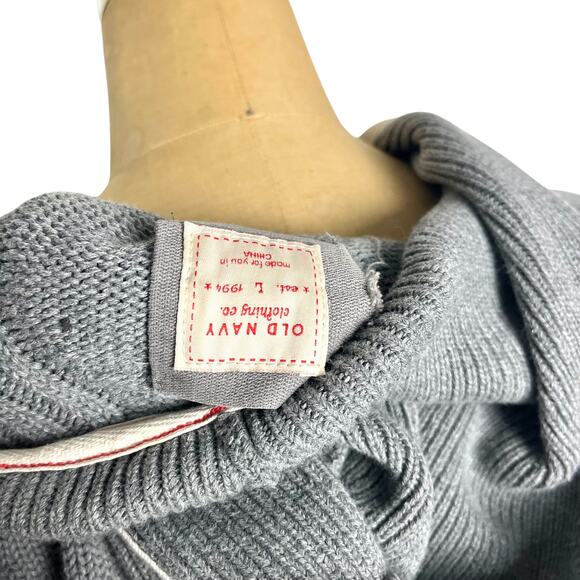 Vintage Old Navy Gray Button Hoodie Cardigan Cotton Sweater M - Picture 7 of 7